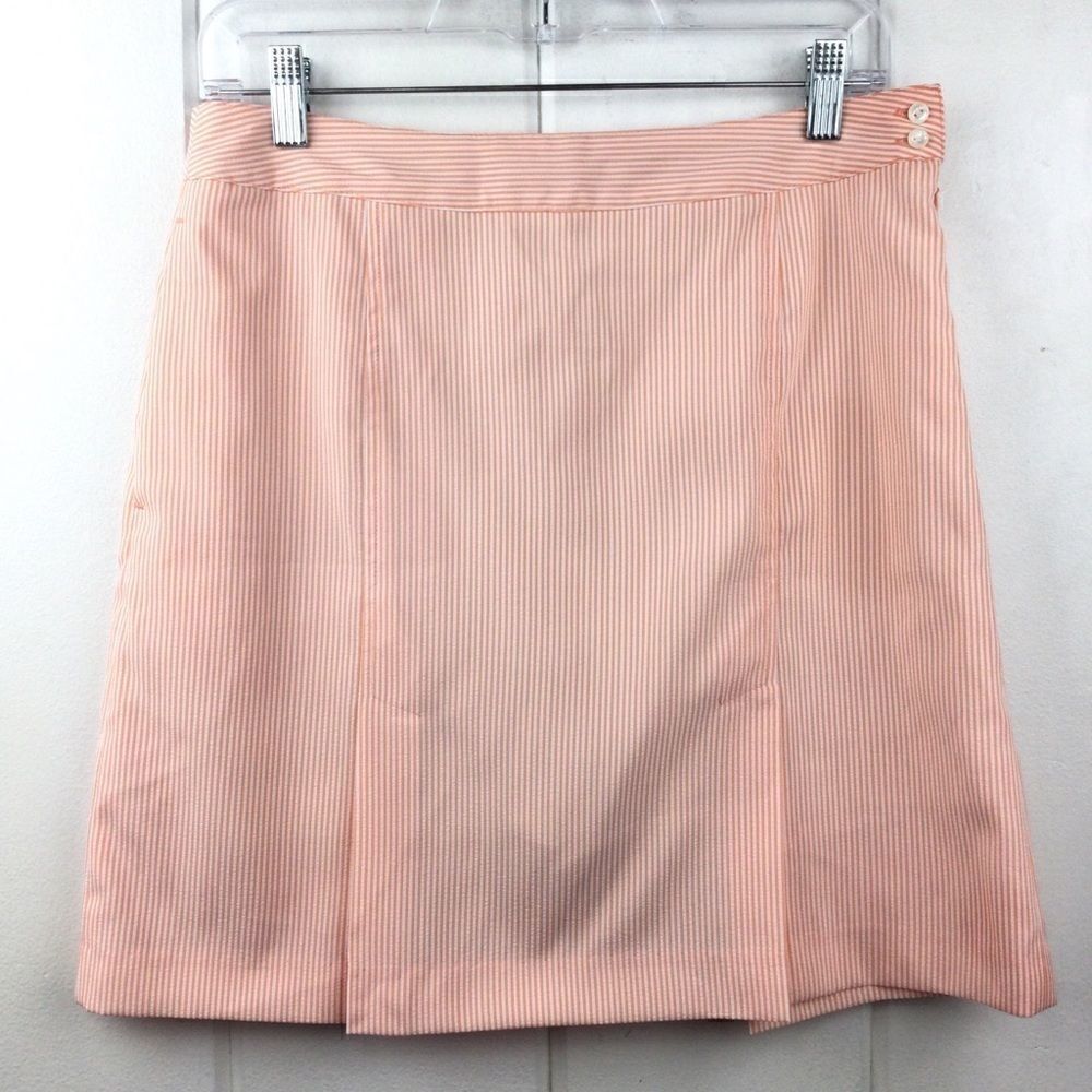 EP Pro Golf Skort Orange &‎ White Striped Seersucker Golf Short, Size - 6